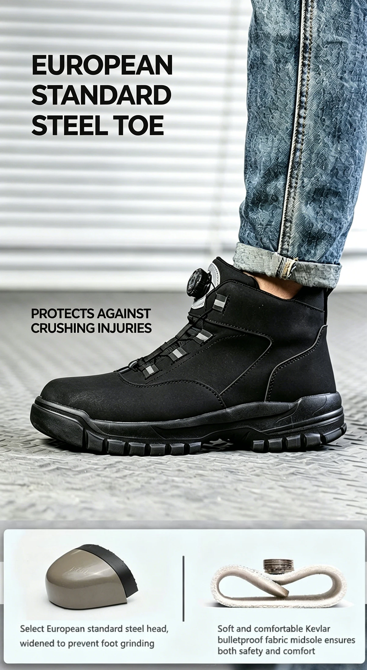 Puncture-Proof Indestructible Construction Shoes Rotating Button Safety Shoes Work Boots For Men Shoes Steel Toe Work Sneakers
