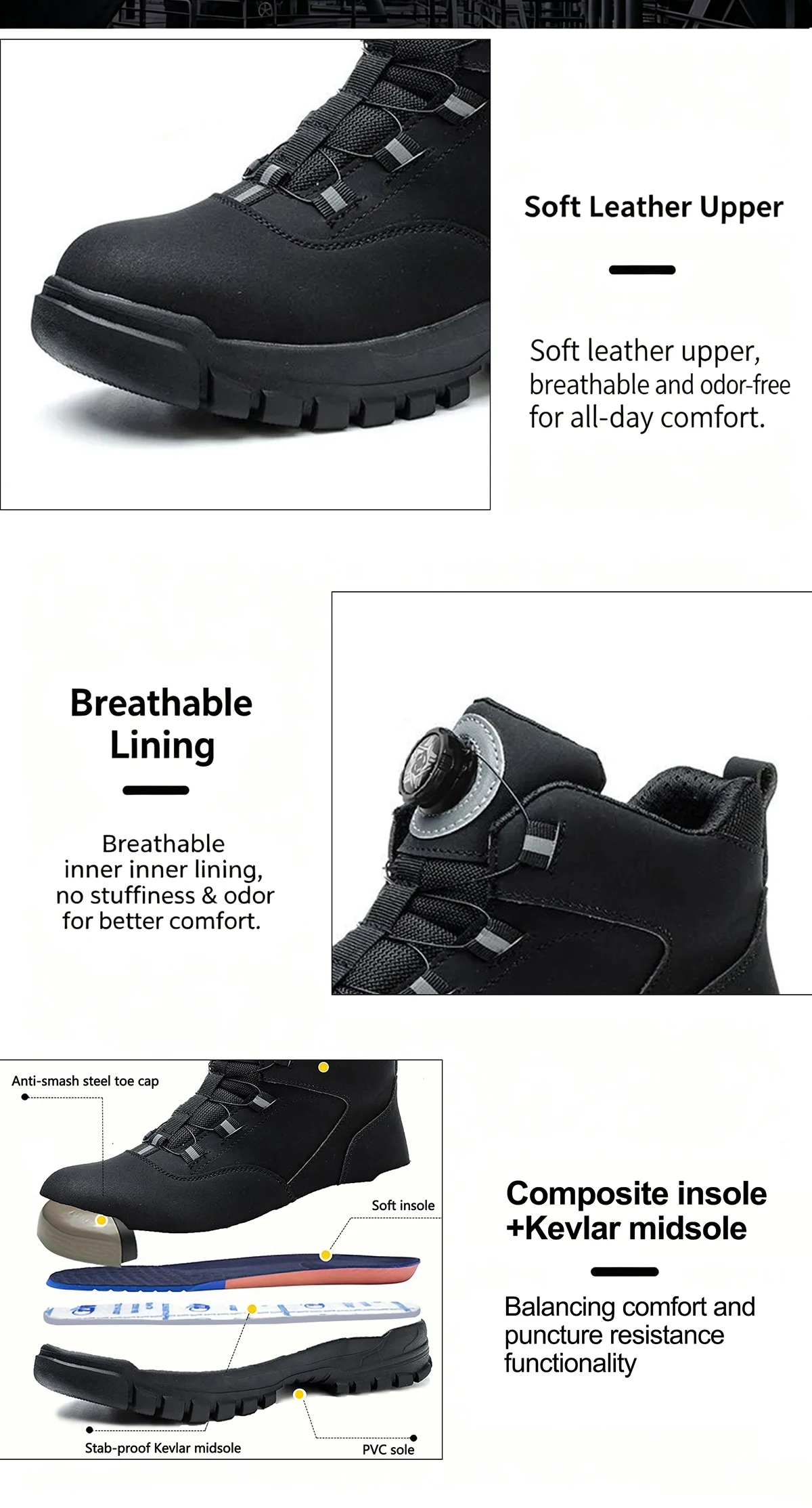 Puncture-Proof Indestructible Construction Shoes Rotating Button Safety Shoes Work Boots For Men Shoes Steel Toe Work Sneakers