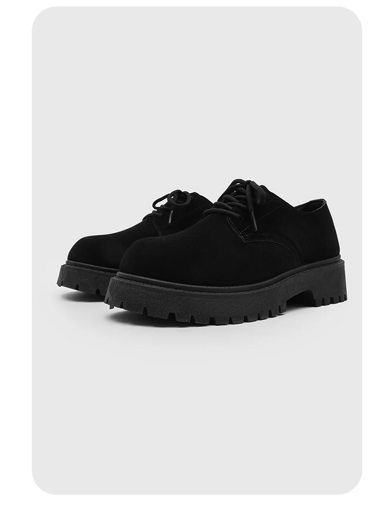 Men's 2026 Chunky Derby Work Boots Retro Lace-Up Suede Shoes with Thick Sole Breathable Low-Top Industrial Casual Footwear