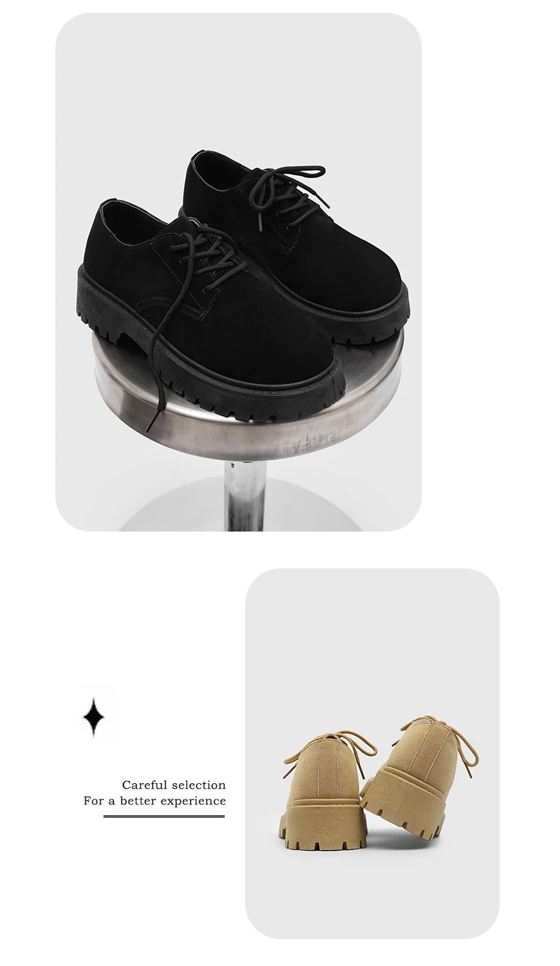 Men's 2026 Chunky Derby Work Boots Retro Lace-Up Suede Shoes with Thick Sole Breathable Low-Top Industrial Casual Footwear