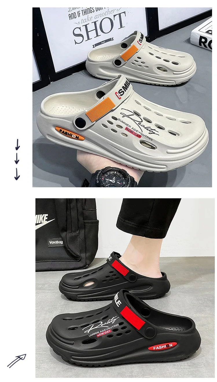 Summer Clogs Sandals 47 Men Clogs EVA Slippers Soft Sole Breathable Beach Slippers Men Home Slippers Outdoor Antiskid Slippers