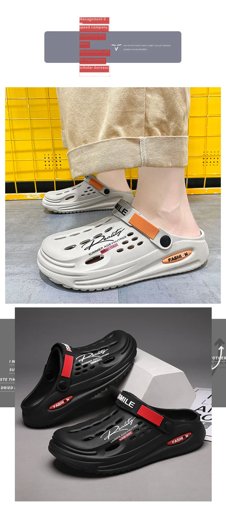 Summer Clogs Sandals 47 Men Clogs EVA Slippers Soft Sole Breathable Beach Slippers Men Home Slippers Outdoor Antiskid Slippers