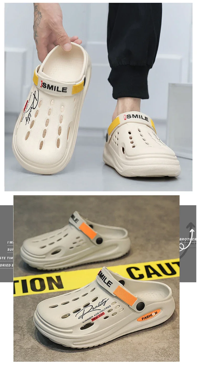 Summer Clogs Sandals 47 Men Clogs EVA Slippers Soft Sole Breathable Beach Slippers Men Home Slippers Outdoor Antiskid Slippers