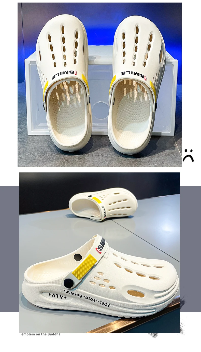 Summer Clogs Sandals 47 Men Clogs EVA Slippers Soft Sole Breathable Beach Slippers Men Home Slippers Outdoor Antiskid Slippers