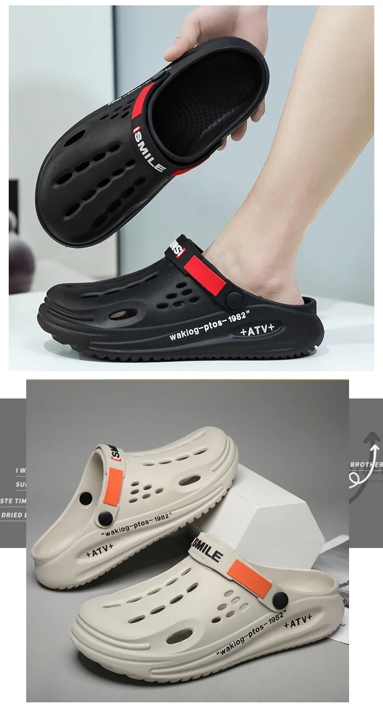 Summer Clogs Sandals 47 Men Clogs EVA Slippers Soft Sole Breathable Beach Slippers Men Home Slippers Outdoor Antiskid Slippers