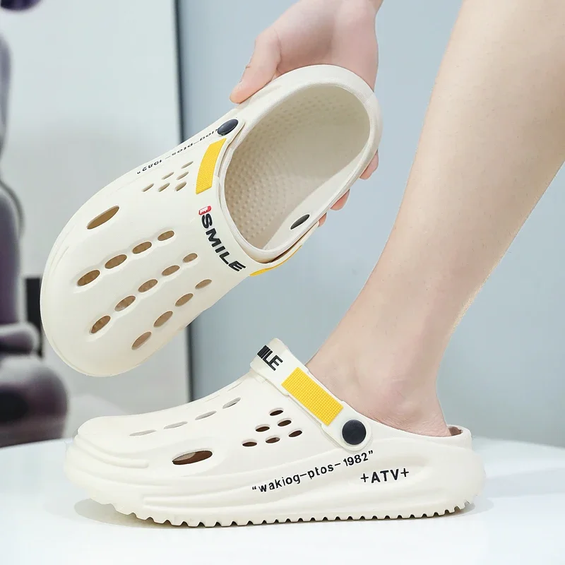 Summer Clogs Sandals 47 Men Clogs EVA Slippers Soft Sole Breathable Beach Slippers Men Home Slippers Outdoor Antiskid Slippers
