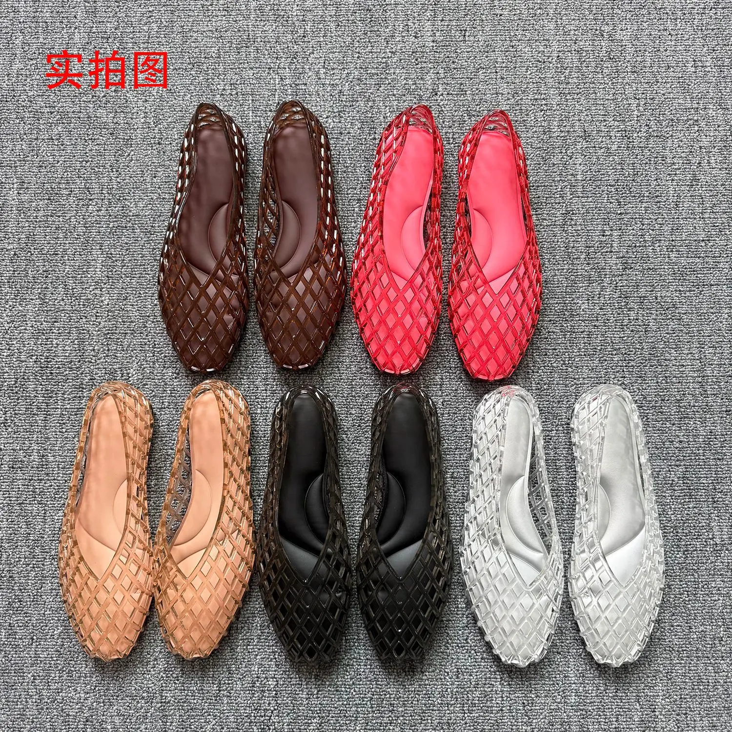 New V-mouth Crystal Jelly Shoes Fashionable, Versatile, Comfortable, Flat Bottom Single Shoes, Casual Sandals for Women