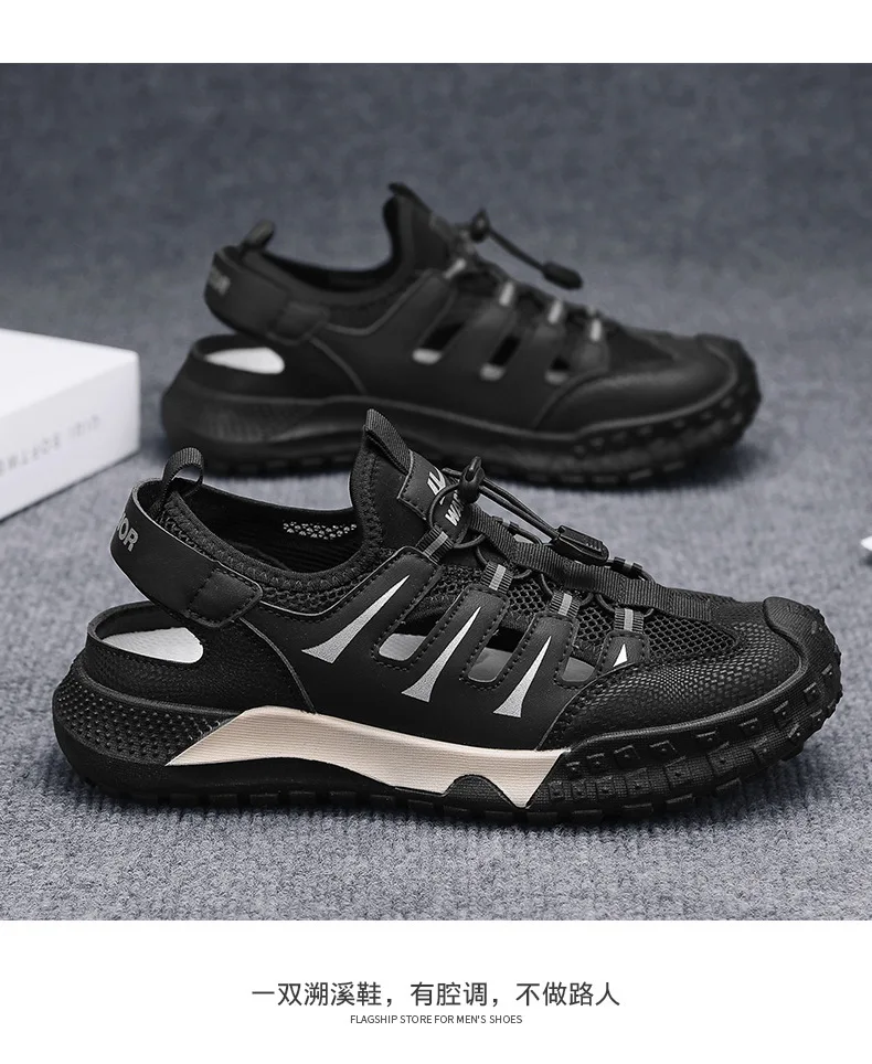 Mens Casual Sandals 2026 New Summer Breathable Mesh Hollow Out Slip On Sandals Trendy Flip Flops Cross Border Wholesale