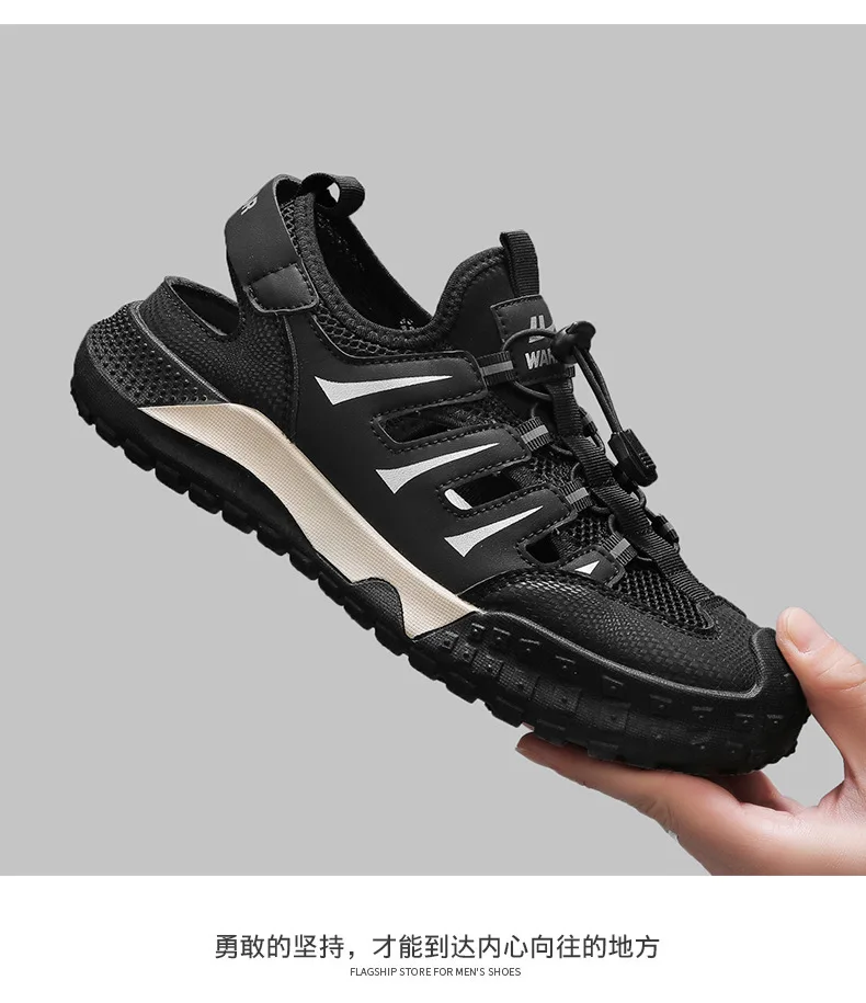 Mens Casual Sandals 2026 New Summer Breathable Mesh Hollow Out Slip On Sandals Trendy Flip Flops Cross Border Wholesale