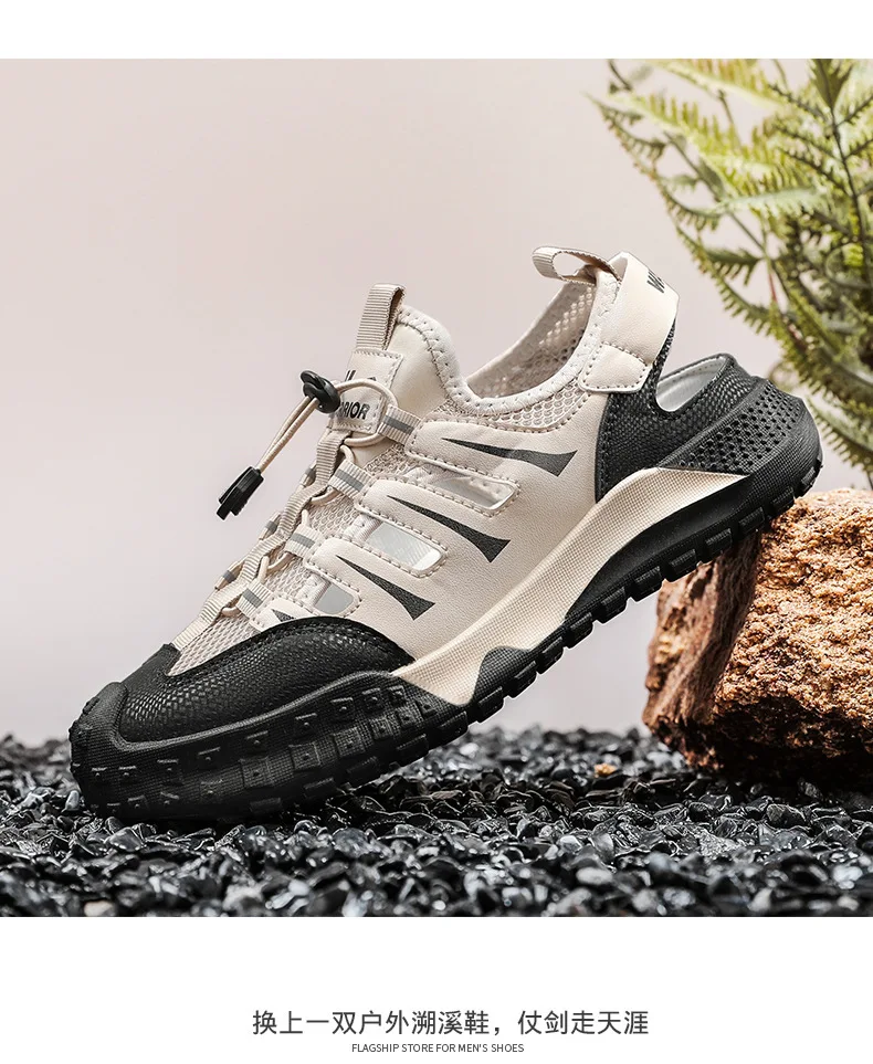 Mens Casual Sandals 2026 New Summer Breathable Mesh Hollow Out Slip On Sandals Trendy Flip Flops Cross Border Wholesale