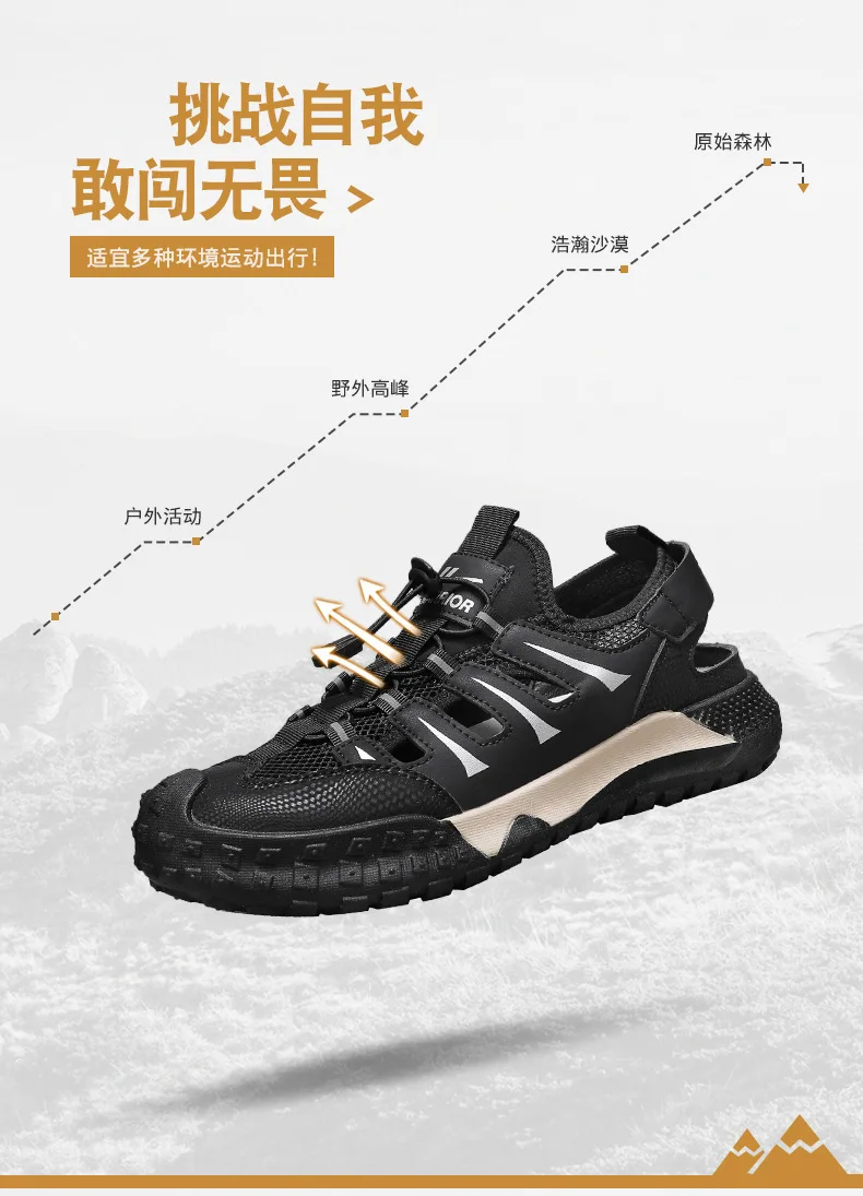 Mens Casual Sandals 2026 New Summer Breathable Mesh Hollow Out Slip On Sandals Trendy Flip Flops Cross Border Wholesale