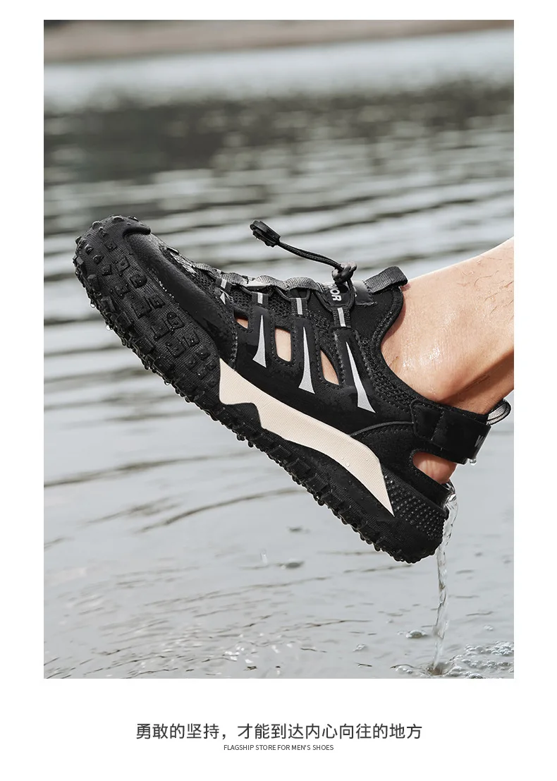 Mens Casual Sandals 2026 New Summer Breathable Mesh Hollow Out Slip On Sandals Trendy Flip Flops Cross Border Wholesale