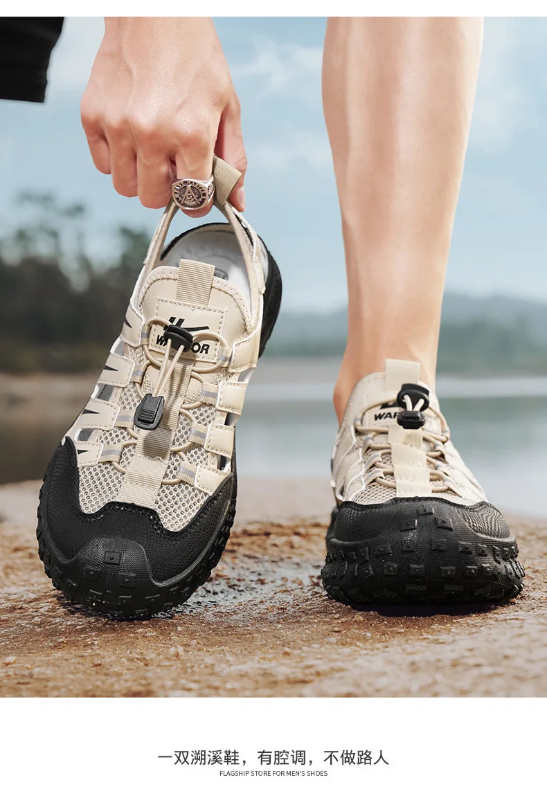 Mens Casual Sandals 2026 New Summer Breathable Mesh Hollow Out Slip On Sandals Trendy Flip Flops Cross Border Wholesale