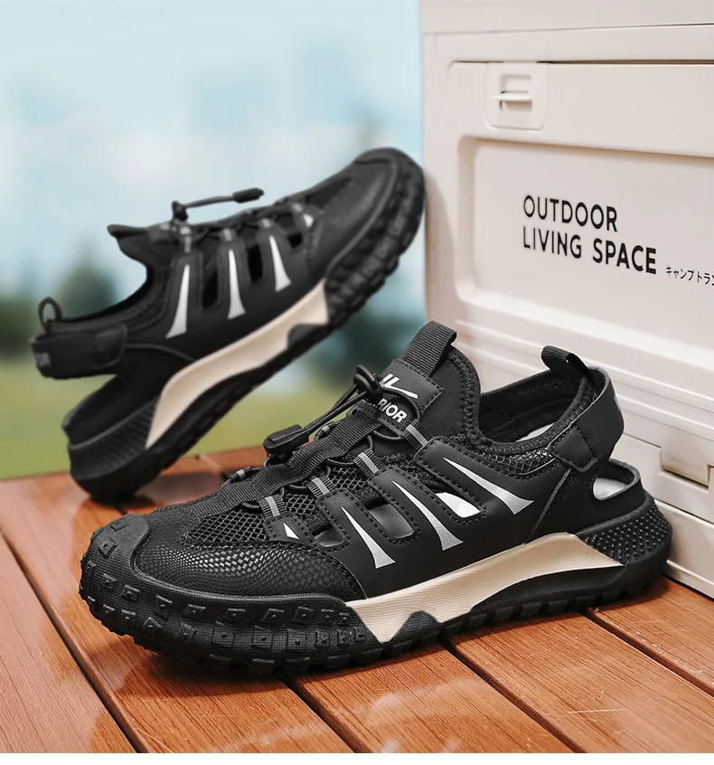 Mens Casual Sandals 2026 New Summer Breathable Mesh Hollow Out Slip On Sandals Trendy Flip Flops Cross Border Wholesale