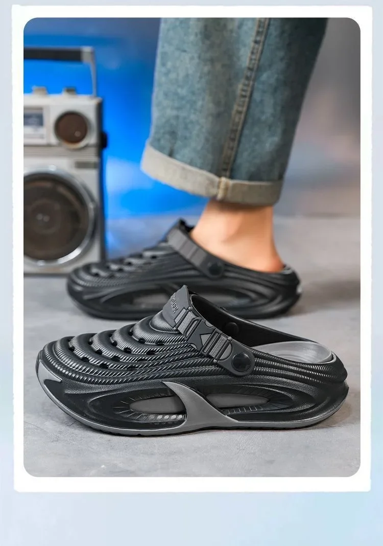 Mens Summer Clogs Thick Sole Outdoor Beach Slides Non-slip Closed Toe Slippers For Men Women Driving Shoes Breathable Outdoor