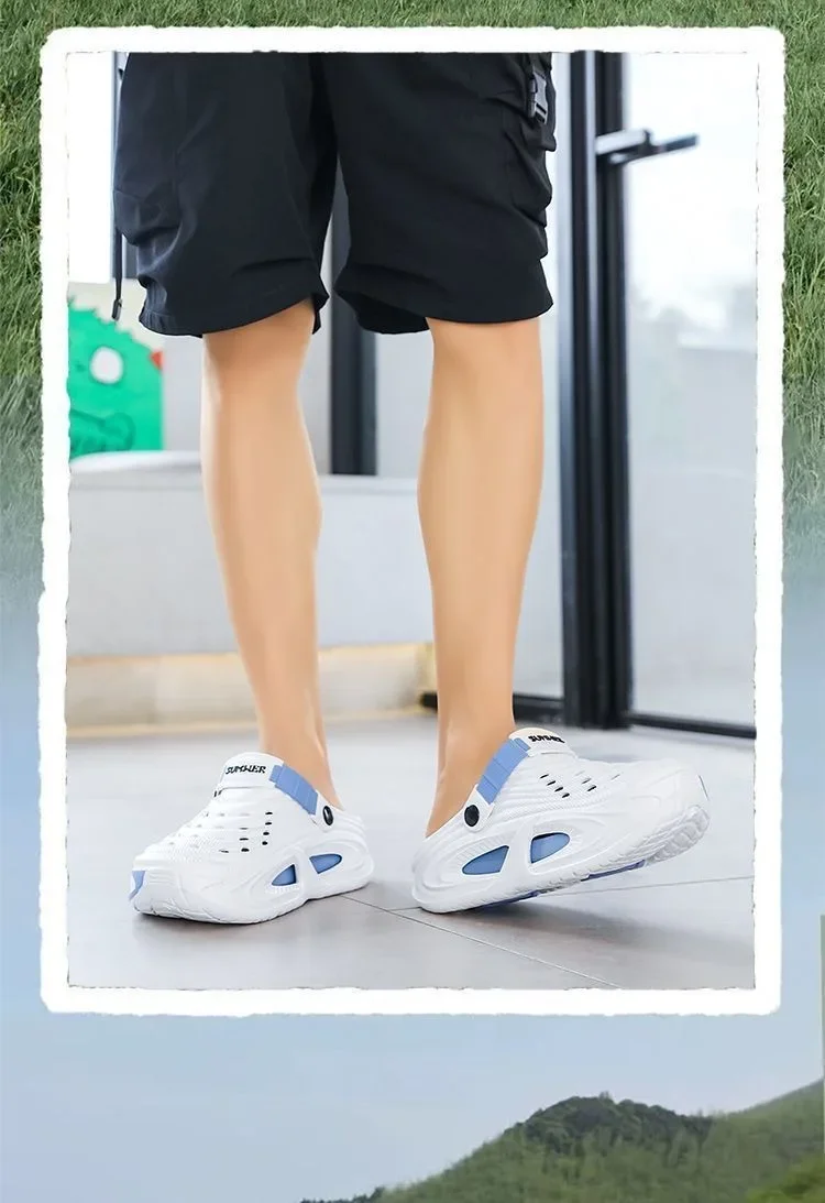 Mens Summer Clogs Thick Sole Outdoor Beach Slides Non-slip Closed Toe Slippers For Men Women Driving Shoes Breathable Outdoor