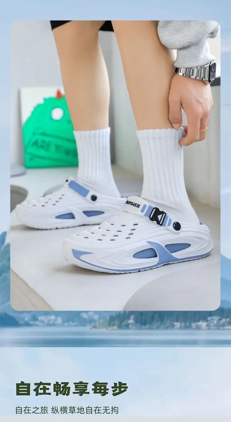 Mens Summer Clogs Thick Sole Outdoor Beach Slides Non-slip Closed Toe Slippers For Men Women Driving Shoes Breathable Outdoor