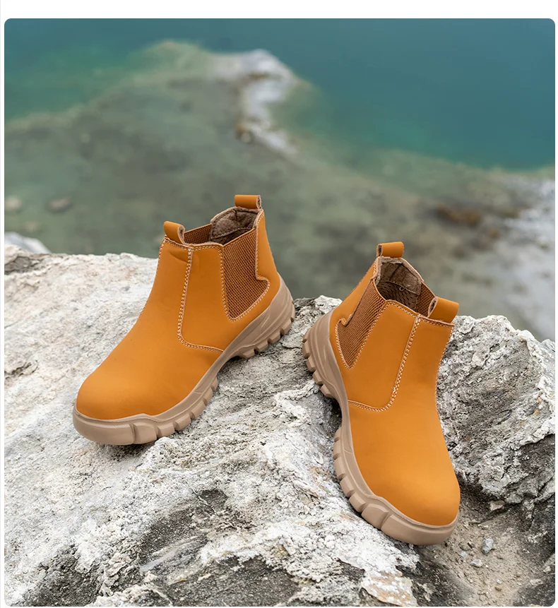Waterproof Leather Men Shoes Non-slip Indestructible Protection Boots Men's Lightweight Safety Work Shoes Indestructible