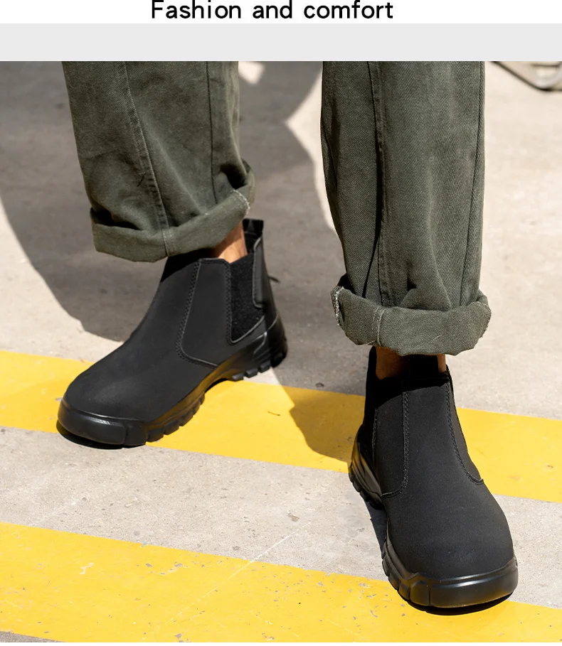 Waterproof Leather Men Shoes Non-slip Indestructible Protection Boots Men's Lightweight Safety Work Shoes Indestructible