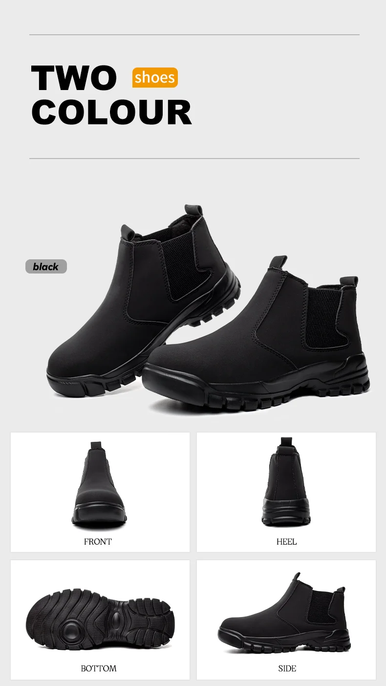 Waterproof Leather Men Shoes Non-slip Indestructible Protection Boots Men's Lightweight Safety Work Shoes Indestructible