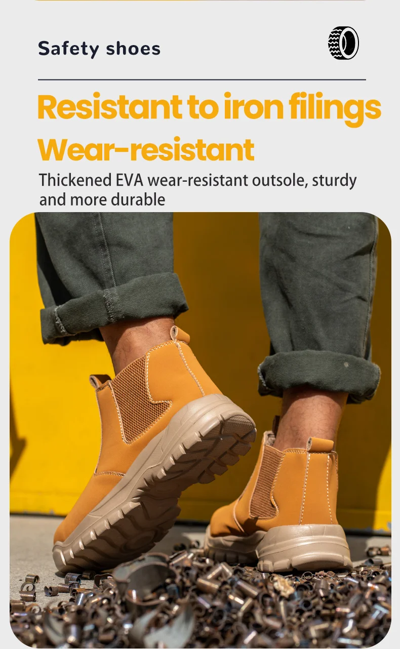 Waterproof Leather Men Shoes Non-slip Indestructible Protection Boots Men's Lightweight Safety Work Shoes Indestructible