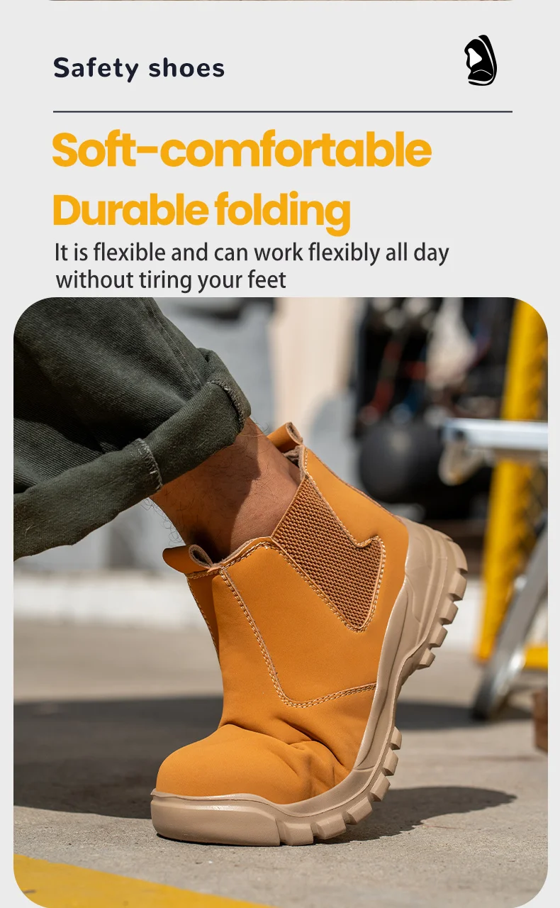 Waterproof Leather Men Shoes Non-slip Indestructible Protection Boots Men's Lightweight Safety Work Shoes Indestructible
