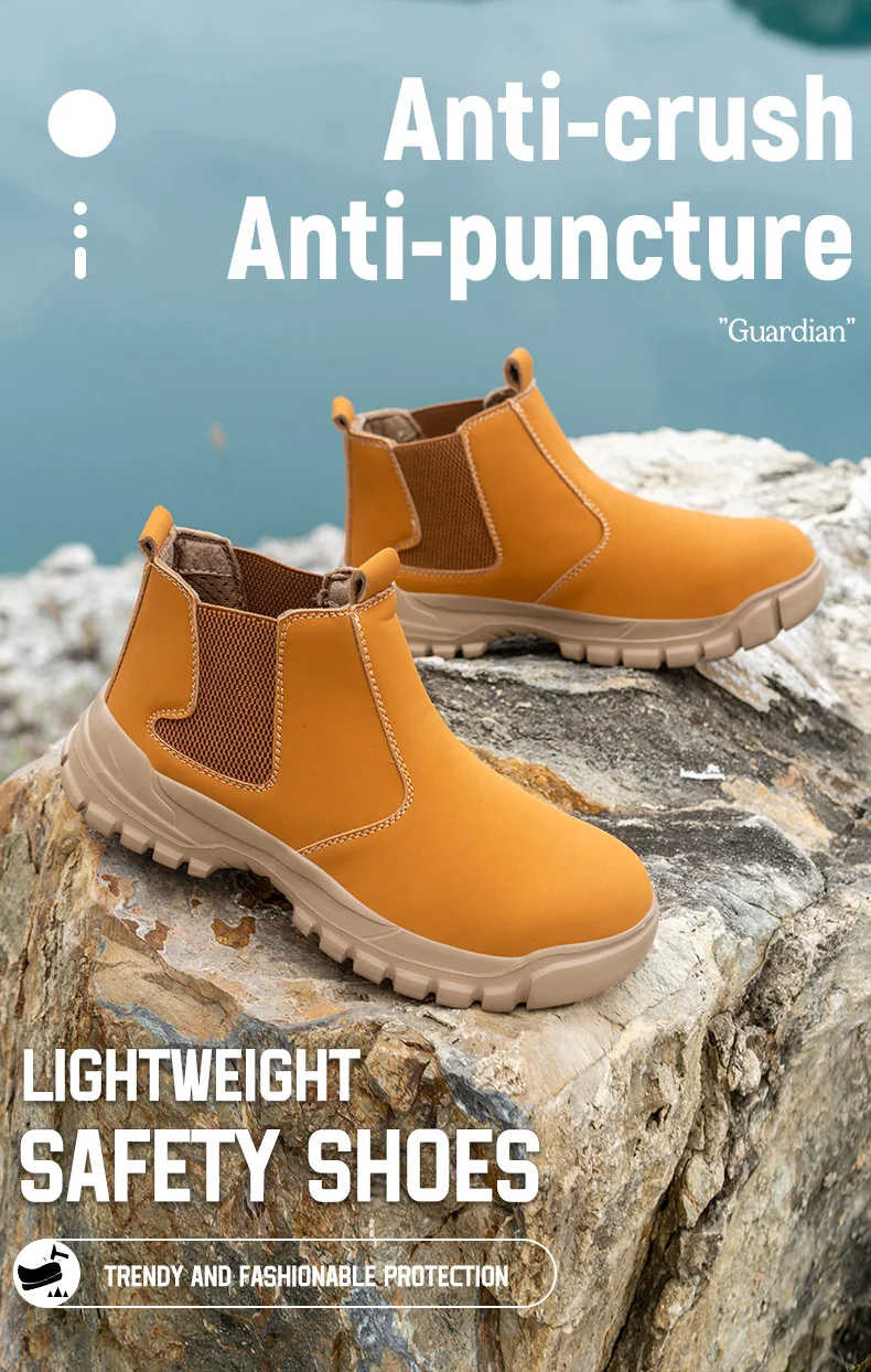 Waterproof Leather Men Shoes Non-slip Indestructible Protection Boots Men's Lightweight Safety Work Shoes Indestructible