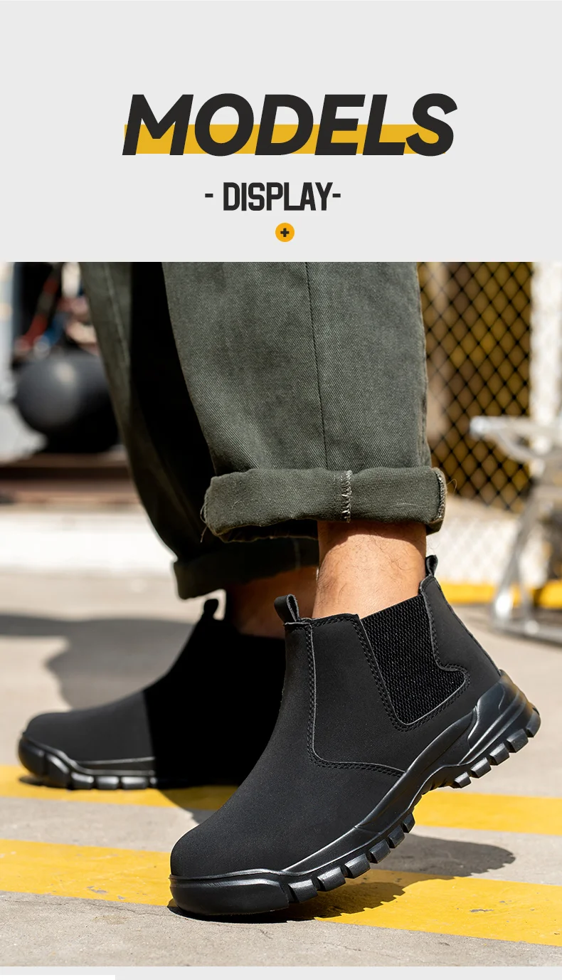 Waterproof Leather Men Shoes Non-slip Indestructible Protection Boots Men's Lightweight Safety Work Shoes Indestructible