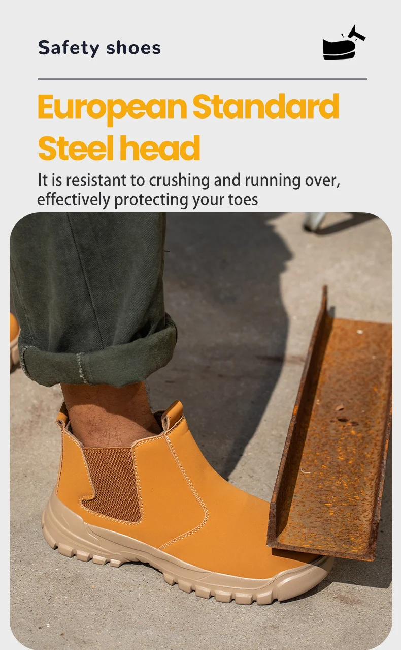 Waterproof Leather Men Shoes Non-slip Indestructible Protection Boots Men's Lightweight Safety Work Shoes Indestructible