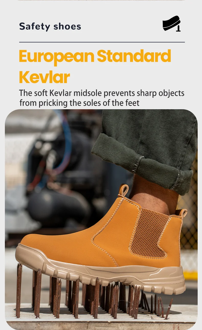 Waterproof Leather Men Shoes Non-slip Indestructible Protection Boots Men's Lightweight Safety Work Shoes Indestructible