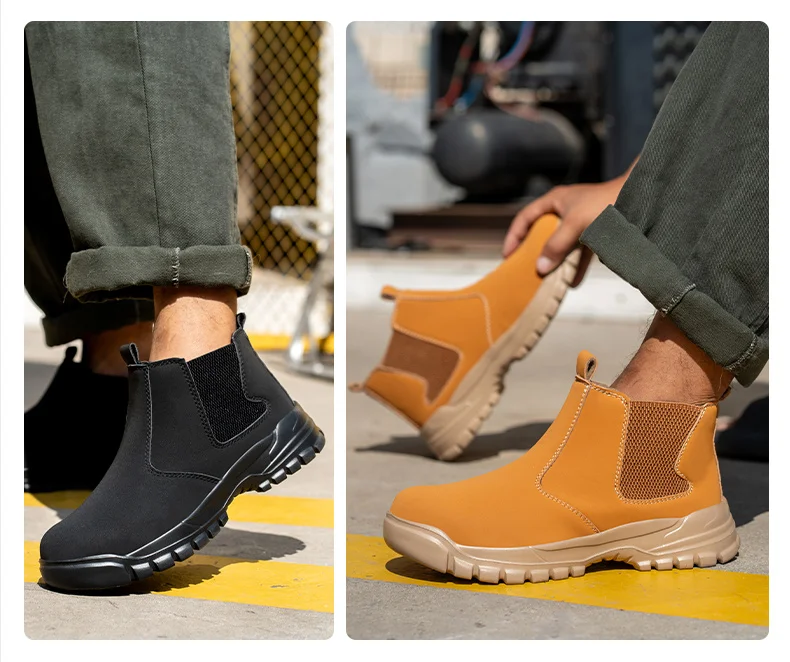 Waterproof Leather Men Shoes Non-slip Indestructible Protection Boots Men's Lightweight Safety Work Shoes Indestructible