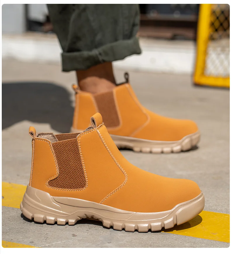 Waterproof Leather Men Shoes Non-slip Indestructible Protection Boots Men's Lightweight Safety Work Shoes Indestructible