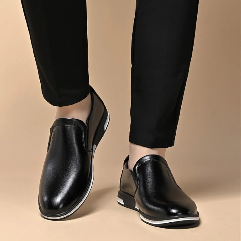 Large Size Spring Autumn New Business Office Casual Men's Shoes Fashionable and Versatile Flat Bottomed Sleeve Mouth Men's Shoes