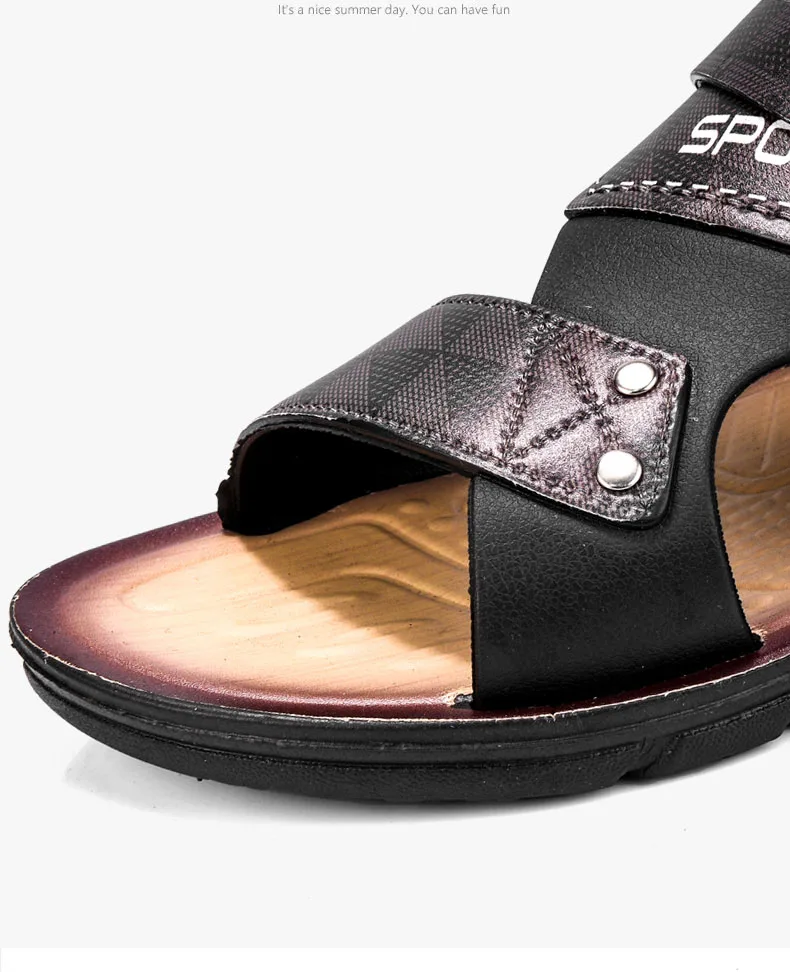Fashion Casual Men's Sandals Summer Slip On Sandals Men Classic Beach Shoes For Men Outdoor Leather Sandals Male Slippers