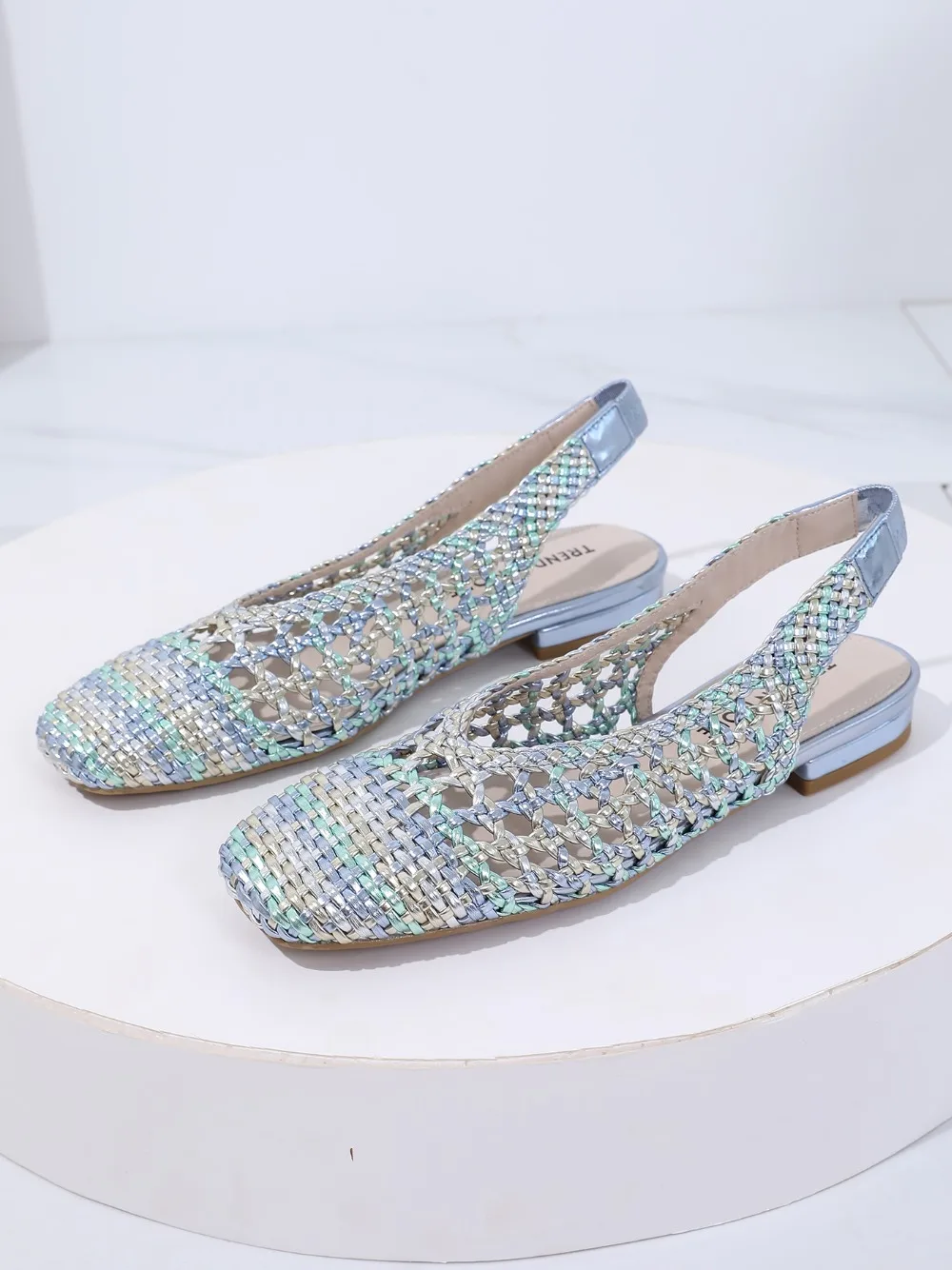 Trendin Mode Women Braided Pointed Toe Slingback Fashion Flat Bottom Elastic Backstrap Sandals