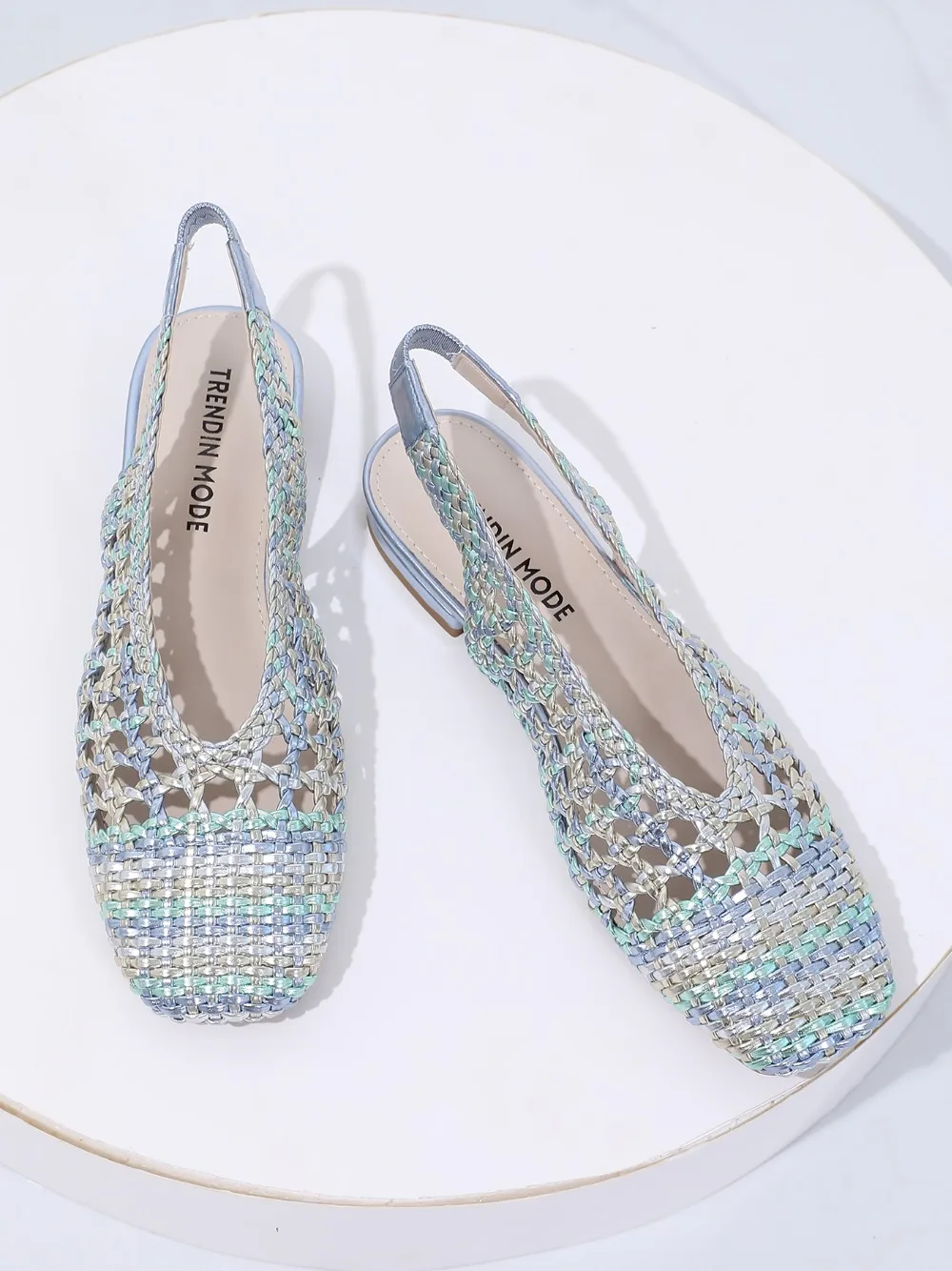 Trendin Mode Women Braided Pointed Toe Slingback Fashion Flat Bottom Elastic Backstrap Sandals
