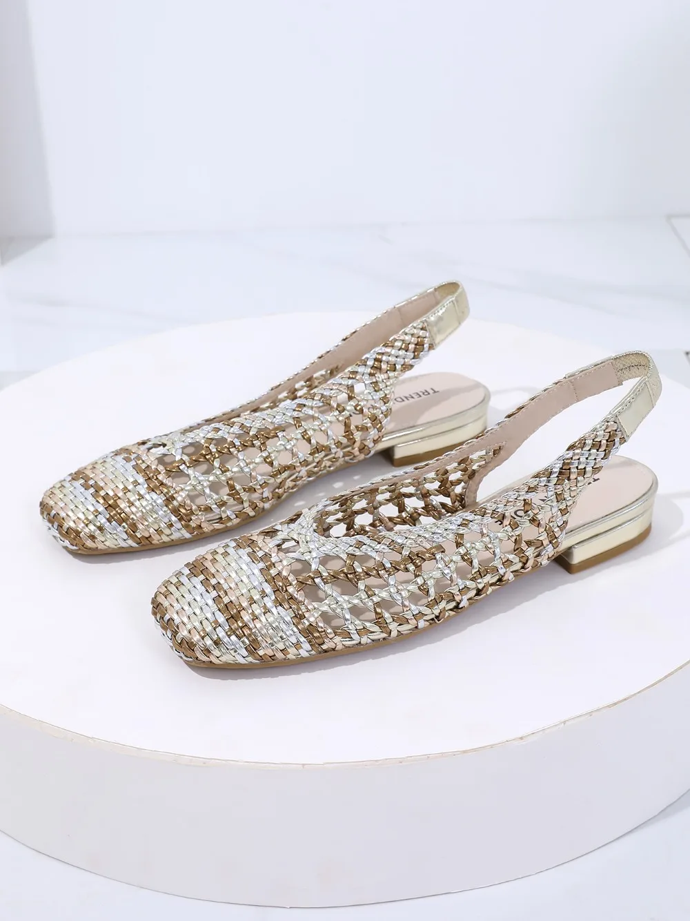 Trendin Mode Women Braided Pointed Toe Slingback Fashion Flat Bottom Elastic Backstrap Sandals