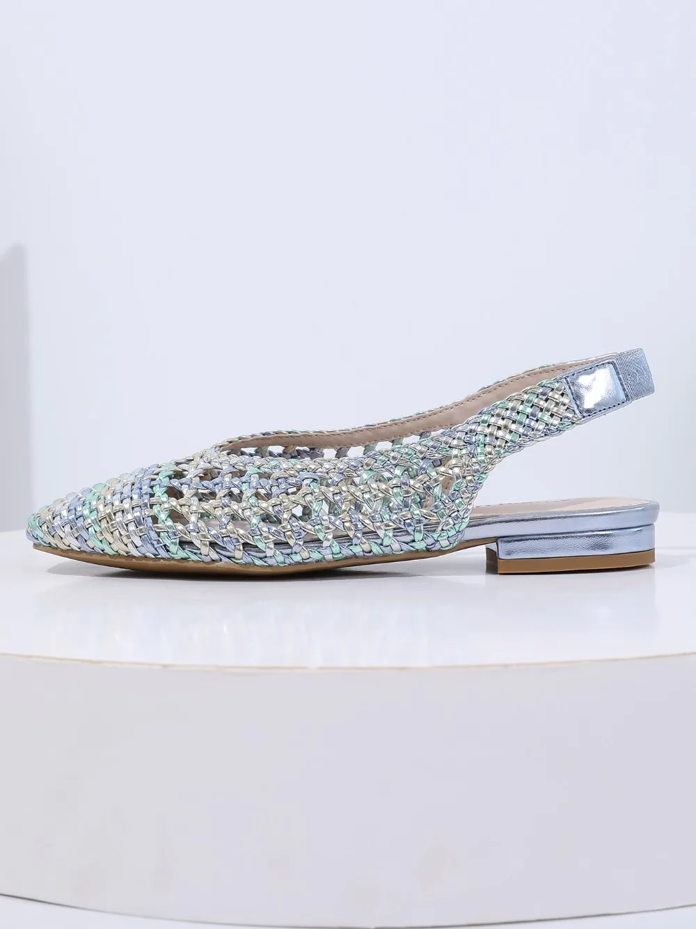 Trendin Mode Women Braided Pointed Toe Slingback Fashion Flat Bottom Elastic Backstrap Sandals