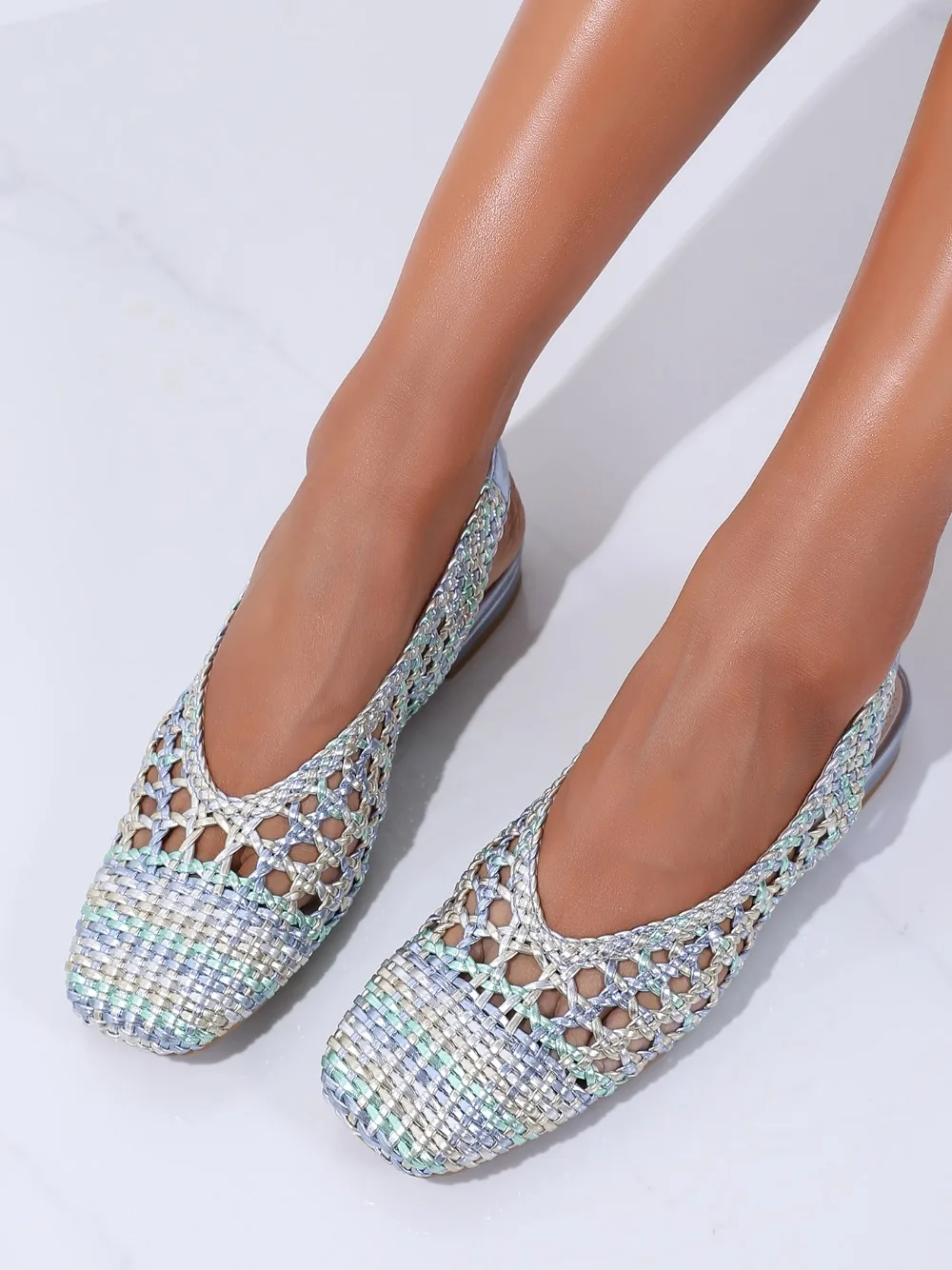 Trendin Mode Women Braided Pointed Toe Slingback Fashion Flat Bottom Elastic Backstrap Sandals