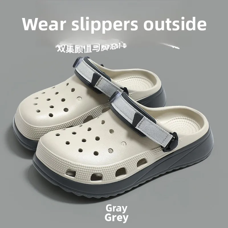 New men's large size Internet celebrity fashion trend double color hole shoes summer sports beach cool slippers