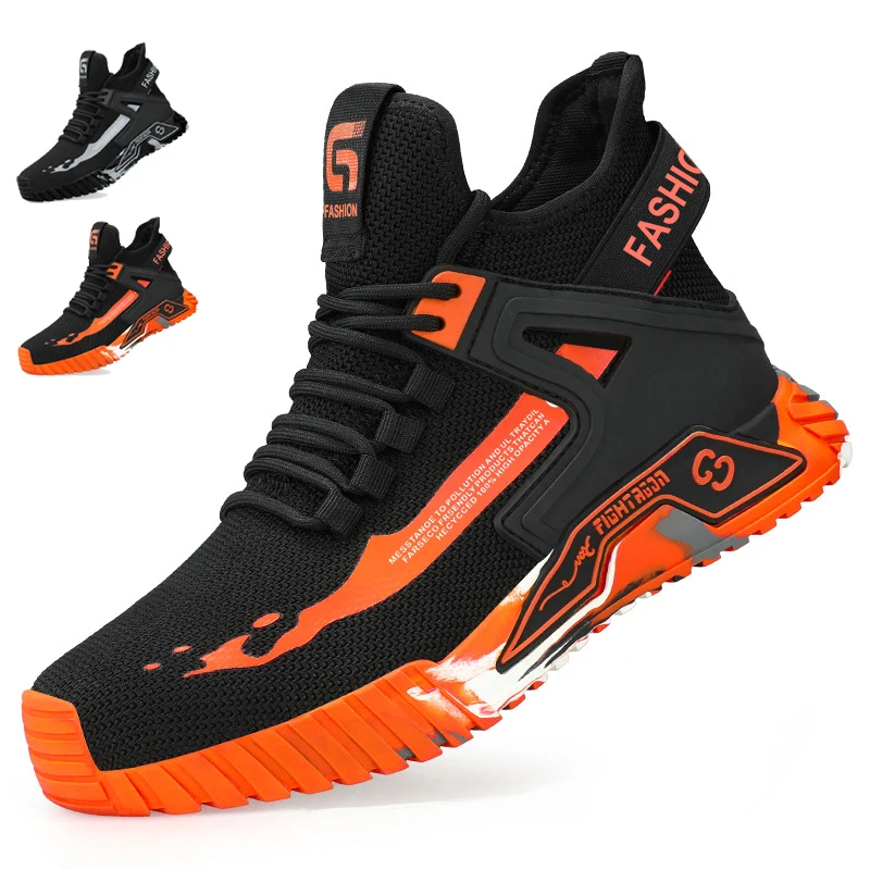 Indestructible Mining Boots Anti-Smash Puncture-Proof Safety Shoes Men Steel Toe Shoes Rubber Sole Safety Work Boots for Men