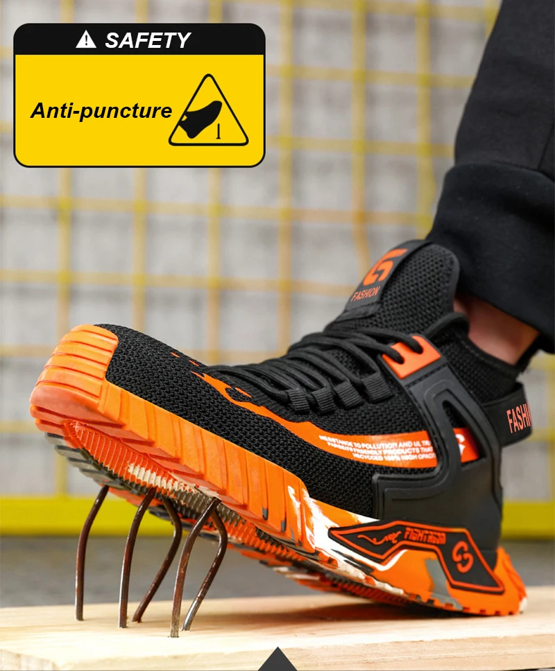 Indestructible Mining Boots Anti-Smash Puncture-Proof Safety Shoes Men Steel Toe Shoes Rubber Sole Safety Work Boots for Men