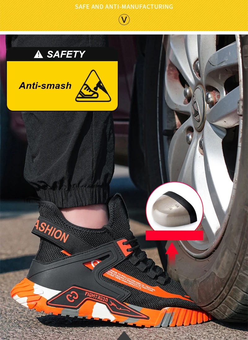 Indestructible Mining Boots Anti-Smash Puncture-Proof Safety Shoes Men Steel Toe Shoes Rubber Sole Safety Work Boots for Men