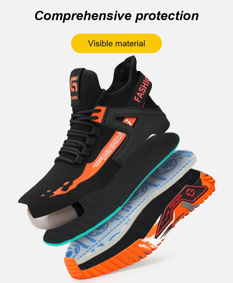 Indestructible Mining Boots Anti-Smash Puncture-Proof Safety Shoes Men Steel Toe Shoes Rubber Sole Safety Work Boots for Men
