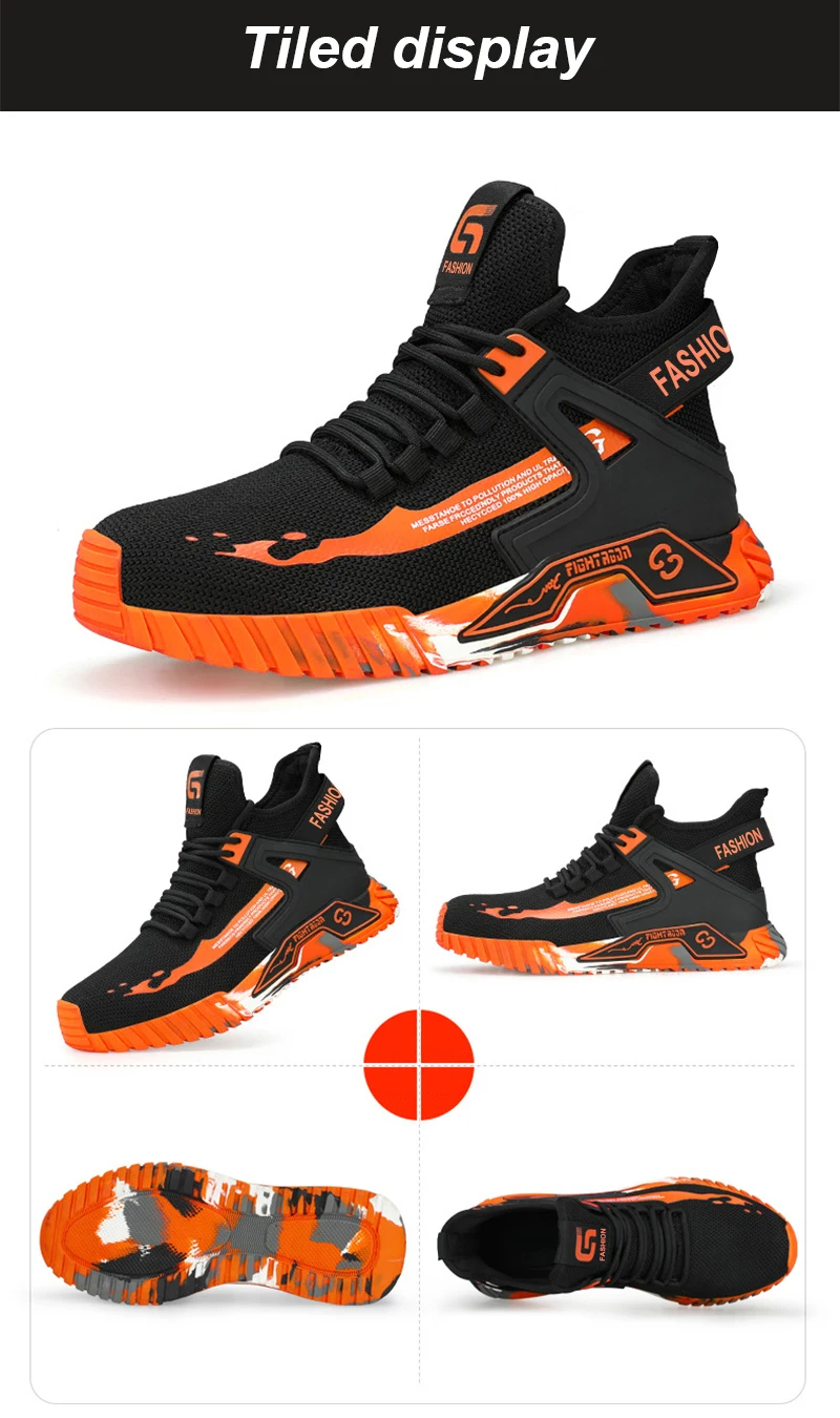Indestructible Mining Boots Anti-Smash Puncture-Proof Safety Shoes Men Steel Toe Shoes Rubber Sole Safety Work Boots for Men
