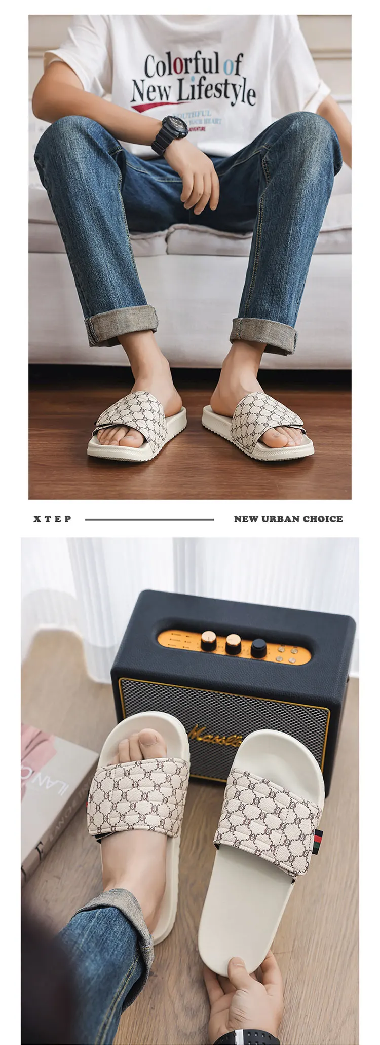 Summer Beach Slippers Men's Fashion Comfortable Breathable Sandals Indoor and Outdoor Sandals Plus Size 46 47