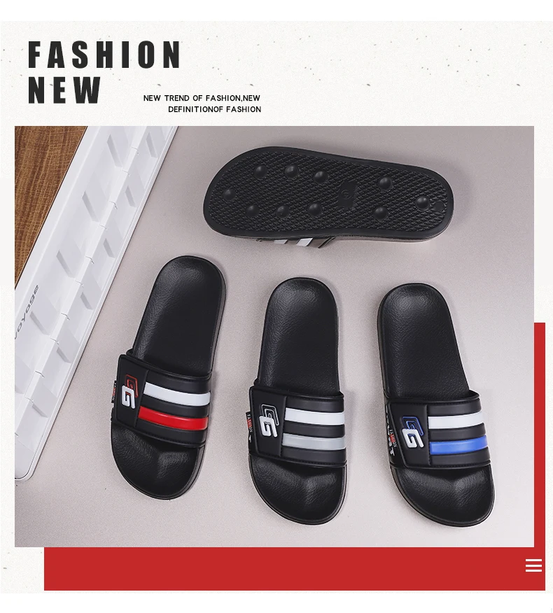 New Mens Slippers Velcro Strap Slipper Lightweight Slide Summer Beach Shoe Soft Mules Slide Flip Men Big Size Sandal Casual Clog
