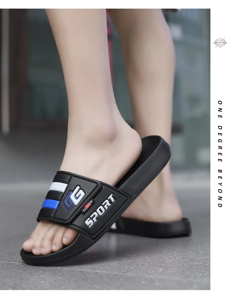 New Mens Slippers Velcro Strap Slipper Lightweight Slide Summer Beach Shoe Soft Mules Slide Flip Men Big Size Sandal Casual Clog
