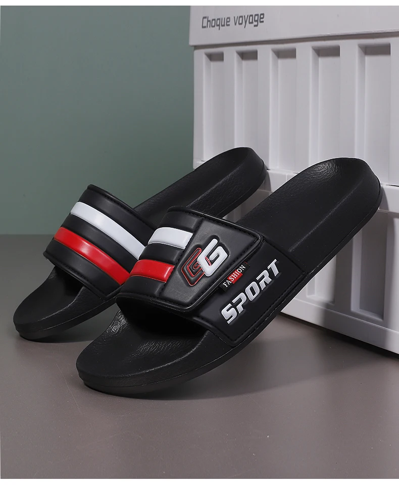 New Mens Slippers Velcro Strap Slipper Lightweight Slide Summer Beach Shoe Soft Mules Slide Flip Men Big Size Sandal Casual Clog