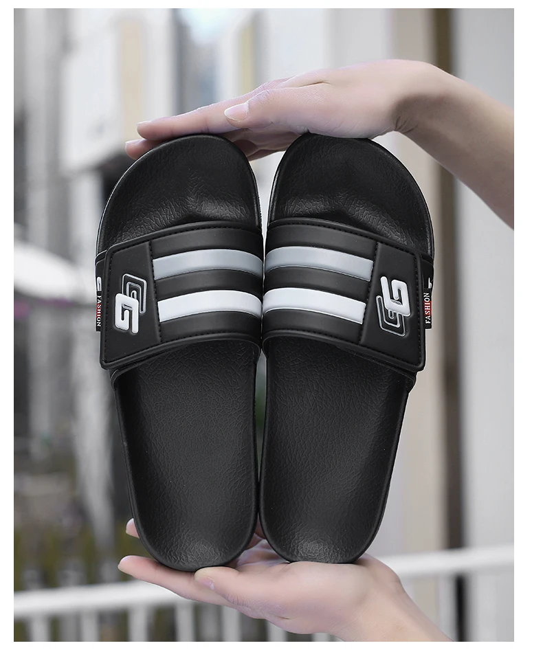 New Mens Slippers Velcro Strap Slipper Lightweight Slide Summer Beach Shoe Soft Mules Slide Flip Men Big Size Sandal Casual Clog